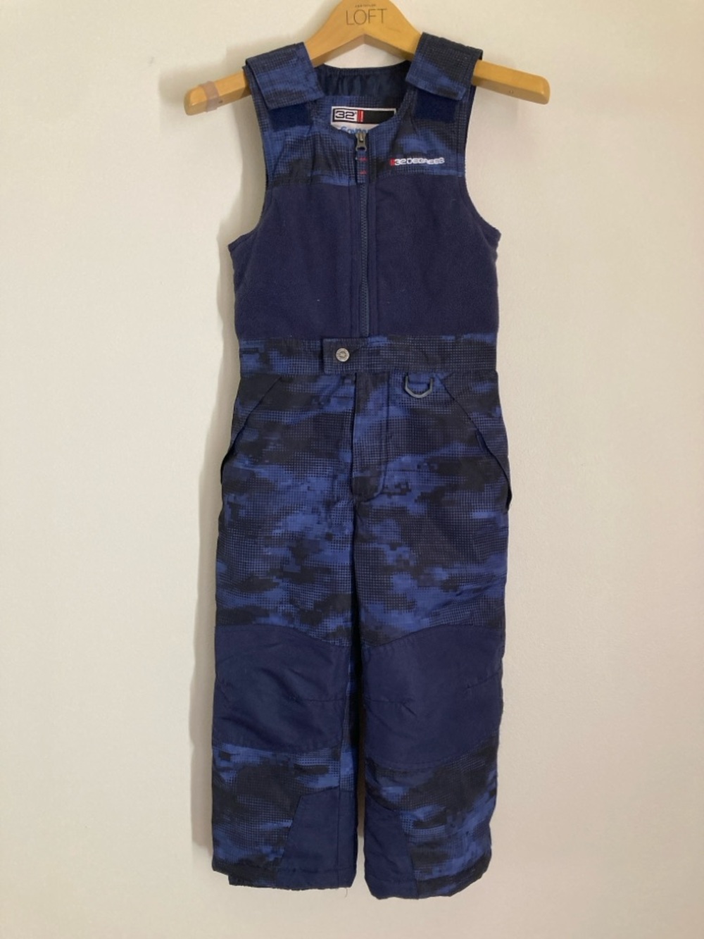 32 Degrees Navy Blue Camo Kids Snow Overalls 5T
